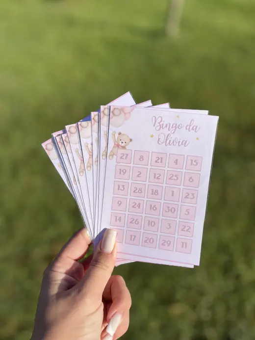 Cartelas de bingo personalizadas para chá
