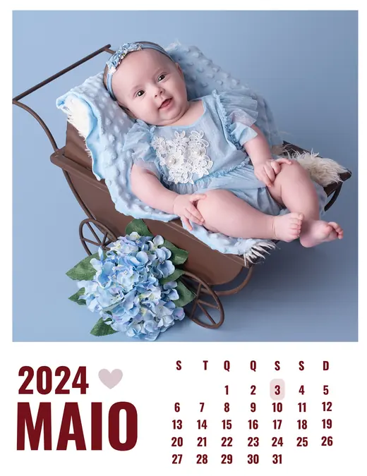 Calendário personalizado com foto de bebê