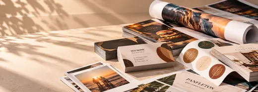 Cartões de visita, panfletos, adesivos e impressos para empresas